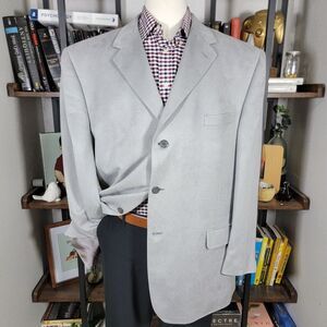Stafford Men's Sport Coat Blazer Three Button Gray Suede Polyester Size 50R‎